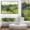Designart - Green Mountains Watercolor - Landscape Painting Canvas Print in Black Frame
